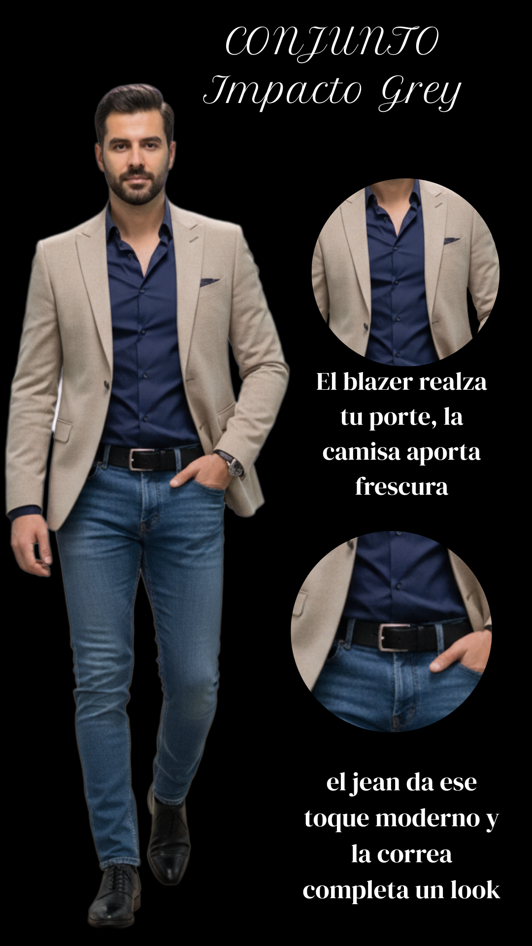 Conjunto Blazer + pantalon + camisa + correa